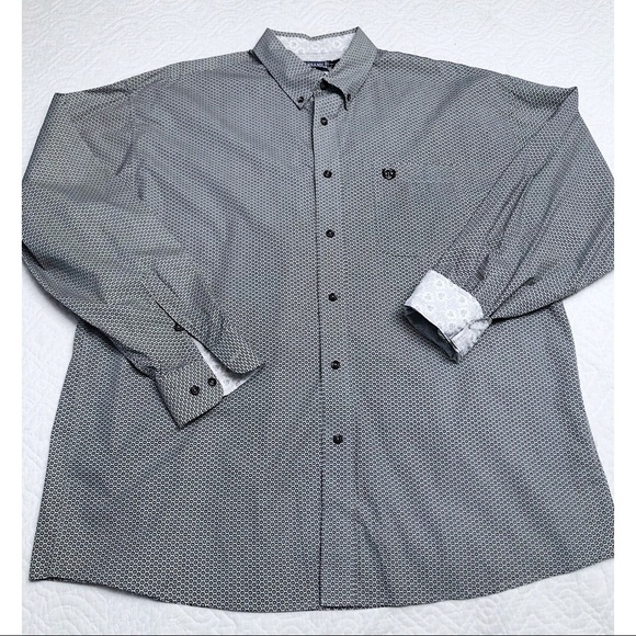 Panhandle Slim Gray Geometric Dress Shirt XL - Picture 8 of 8